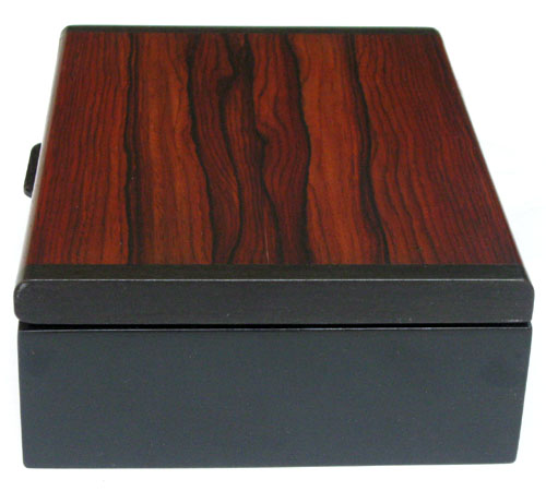 Bullion coin display box - Handmade wood box made of Cocobolo and Ebony - side view