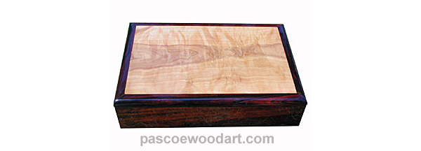 handmade men's box made of cocobolo and pear burl wood