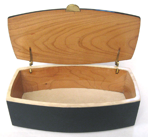 Handmade wood keepsake box - open view 
