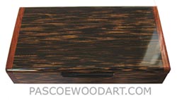 Handmade wood box - Decorative wood desktop box made of black palm with bubinga ends