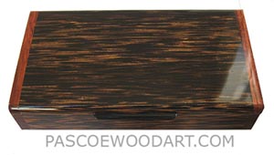 Handmade wood box - Decorative wood desktop box made of black palm with bubinga ends