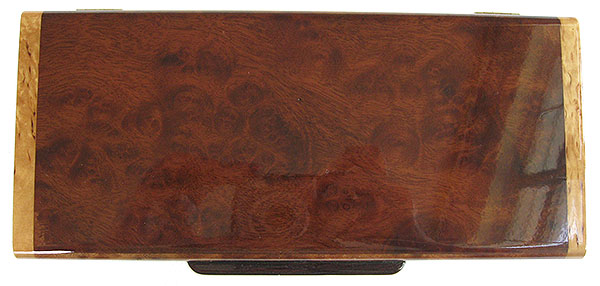 Camphor burl box top - Handmade slim wood box, decorative wood desktop box