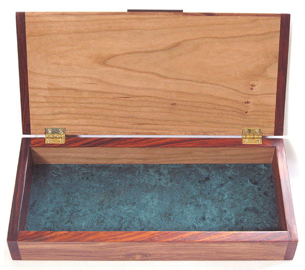 Decorative wood desktop box - open view