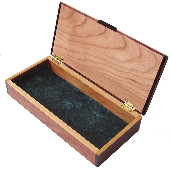 Handmade wood desktop box or pen box - open view