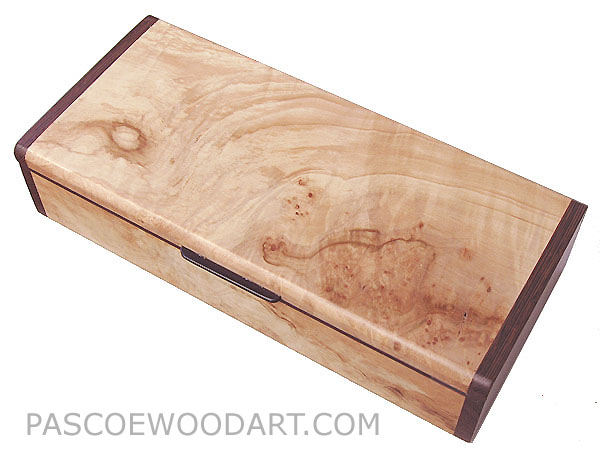 Handmade wood box - Decorative desktop box, pen box made of burly figured maple, wenge