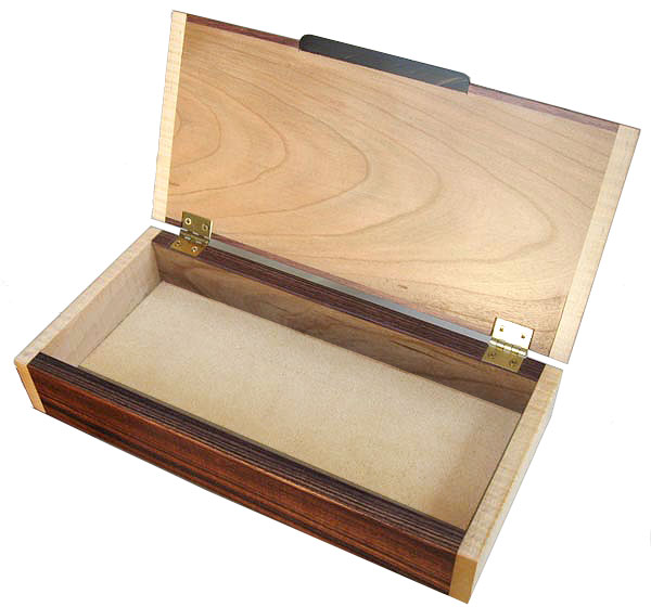 Handcrafted wood box - Decorative wood desktop box - open view