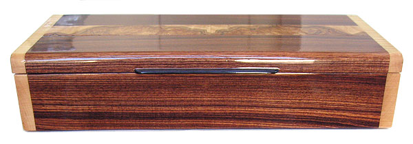 Brazilian kingwood box front view - Handcrafted wood decorative desktop box