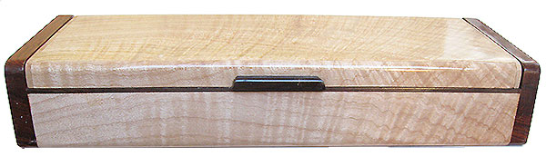 Figured maple box front - Handmade wood slim decorative box, desktop box