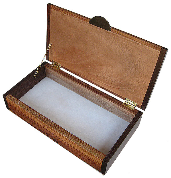 Handmade slim wood box - open view