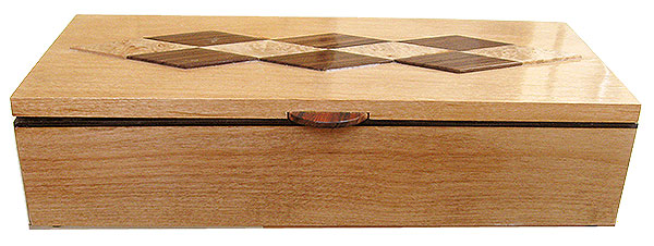 Alder box front - Handmade wood decorative slim and long desktop box