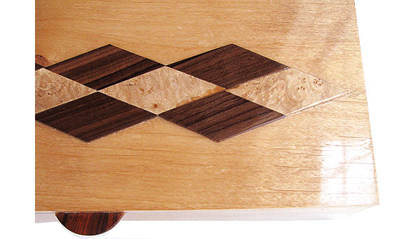 Alder box top with maple burl and Asian ebony diamond pattern design - Handmade wood box