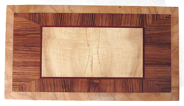 Decorative desktop box top - Inlaid Honduras rosewood and figured eastern maple top