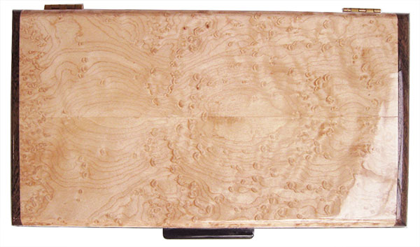 Bird's eye maple box top - handmade slim wood desktop box