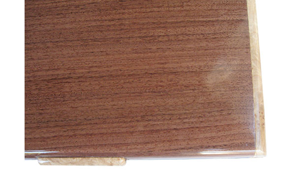 Santos rosewood box top close up - Handmade wood slim desktop box