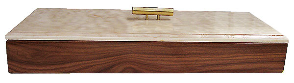Bolivian rosewood box front- Handmade slim wood box, decorative wood desktop box