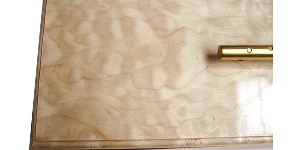 Pacific quilted maple box top  close-up - Handmade slim wood box, decorative wood desktop box, pen box