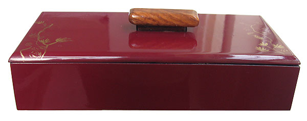 Cranberry color handpainted wood box front