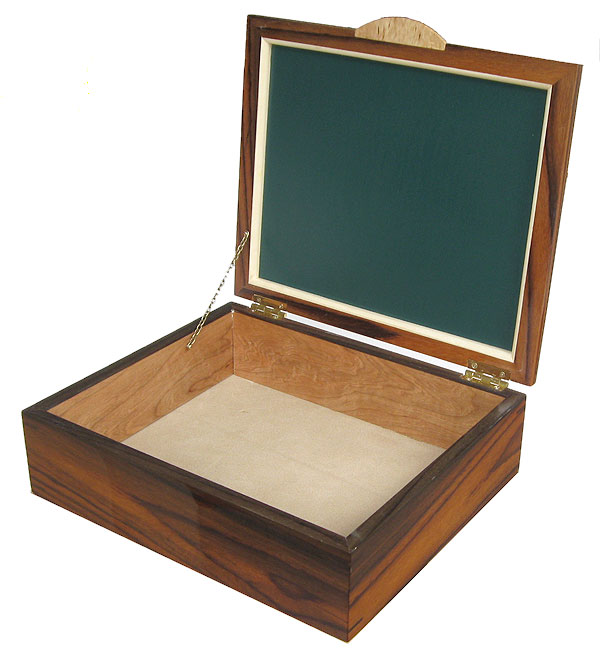 Handcrafted large wood box - open view - Decorative wood large keepsake box