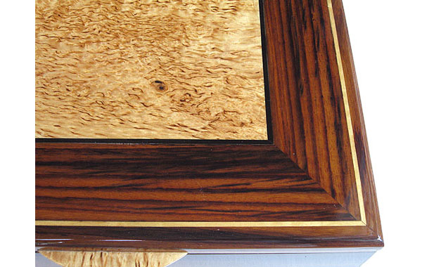 Masur birch framed in rosewood with ebony and satinwood stringing box top - Decorative wood large keepsake box