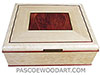 Handcrafted large wood box, decorative wood large keepsake box - Bleached quilted western maple, bloodwood burl, quarter-sawn bleached ash, ebony