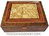 Handcrafted large wood box - Decorative large keepsake box made of camphor burl with masur birch center framed in figured bubina, camphor burl with ebony, Ceylon satinwood striping