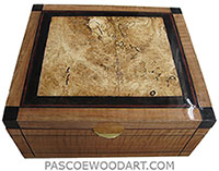 Handcrafted large wood box - Decorative large wood keepsake box made of curly cherry, blackline spalted maple, African blackwood, Ebony