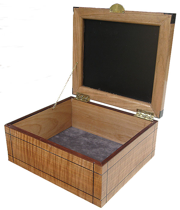 Handcrafted large wood box - Decorative large keepsake box - open view