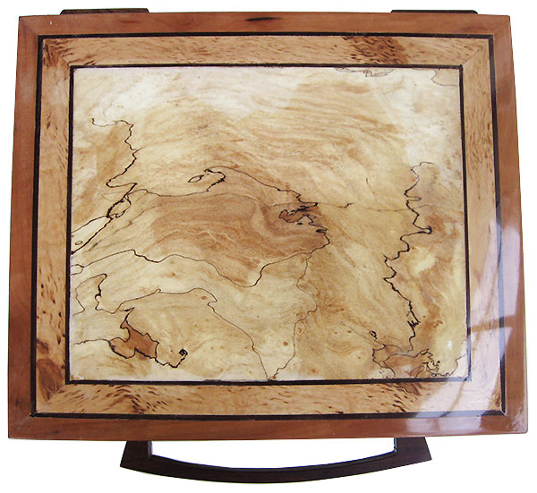 Handmade wood box top - Splated maple framed in masur birch with ebony stringings
