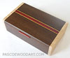 Handmade decorative wood keepsake box made of wenge, maple ends with satinwood and bloodwood accents