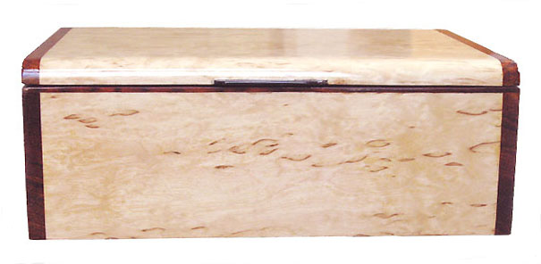 Handmade wood keepsake box - Karelian birch burl front view