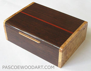 Decorative keepsake box made of wenge, maple burl wood