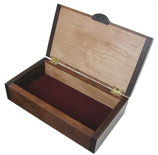 Handmade decorative wood box, keepsake box - open view