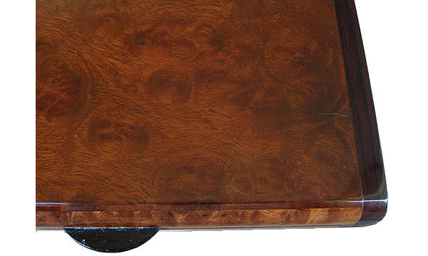 Camphor burl box top closeup - Handmade decorative wood box, keepsake box