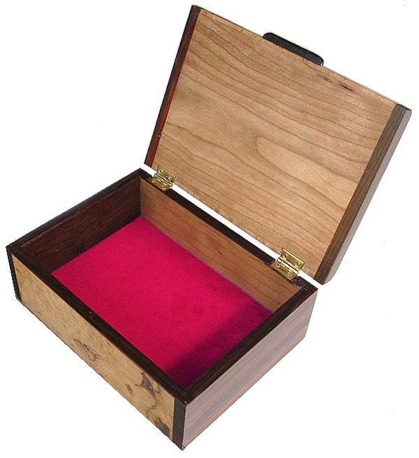 Handmade decorative wood box - open view