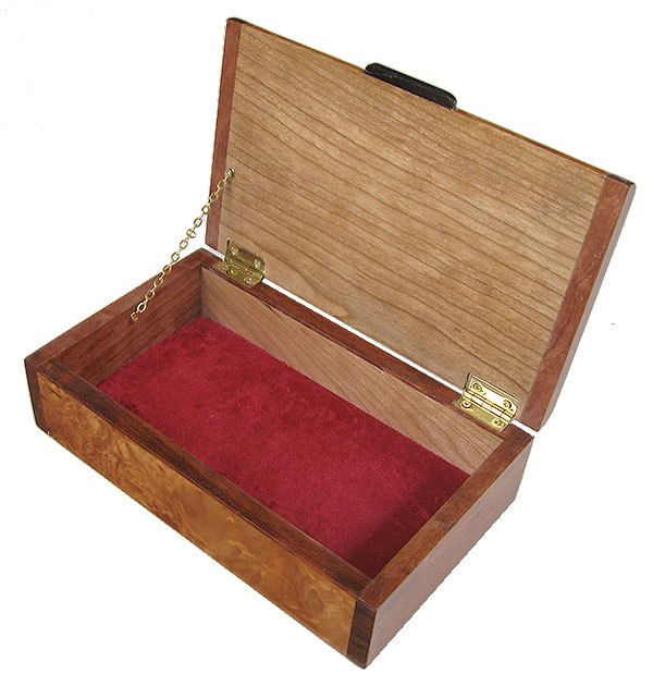 Handmade wood box open view - Handmade wood decorative keepsake box 