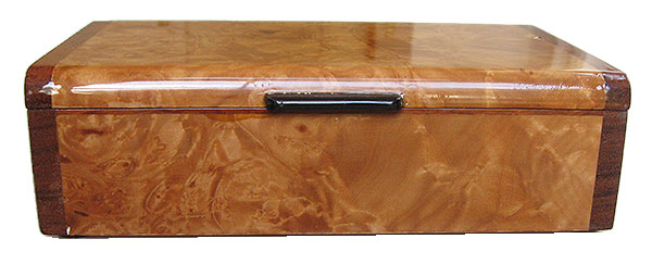 Maple burl box front - Handmade decorative wood box