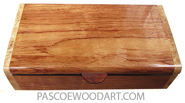 Handmade wood box - Decorative wood keepsake box made of bubinga with spalted maple burl ends