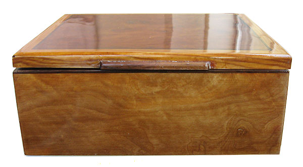 Figured olive box front - Handmade wood keepsake box
