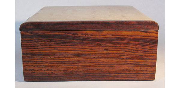 Cocobolo side view - Handmade Karelian birch burl keepsake box