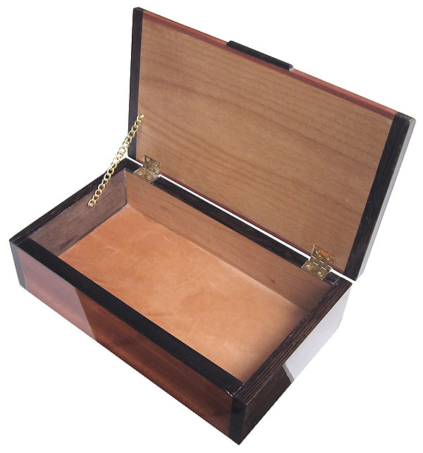 Handmade wood keepske box - open view