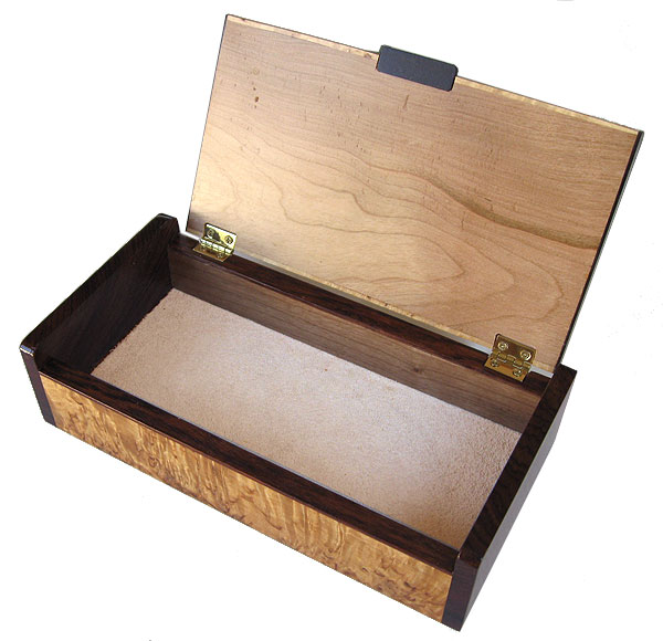 Handcrafted wood box - Decorative wood keepsake box - Open view