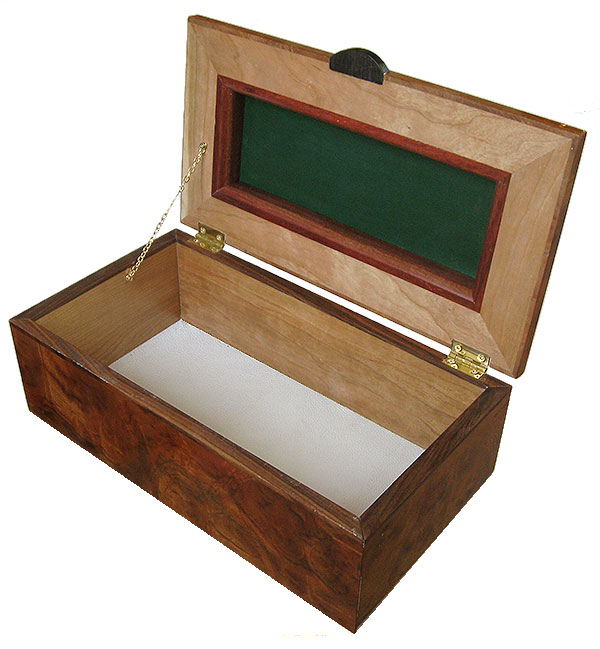 Handcrafted wood box - Decorative wood keepsake box - open view