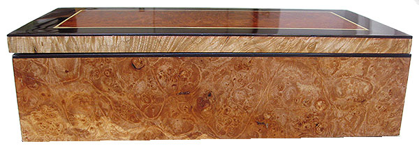 Maple burl box front - Handcrafted decorative wood keepsake box
