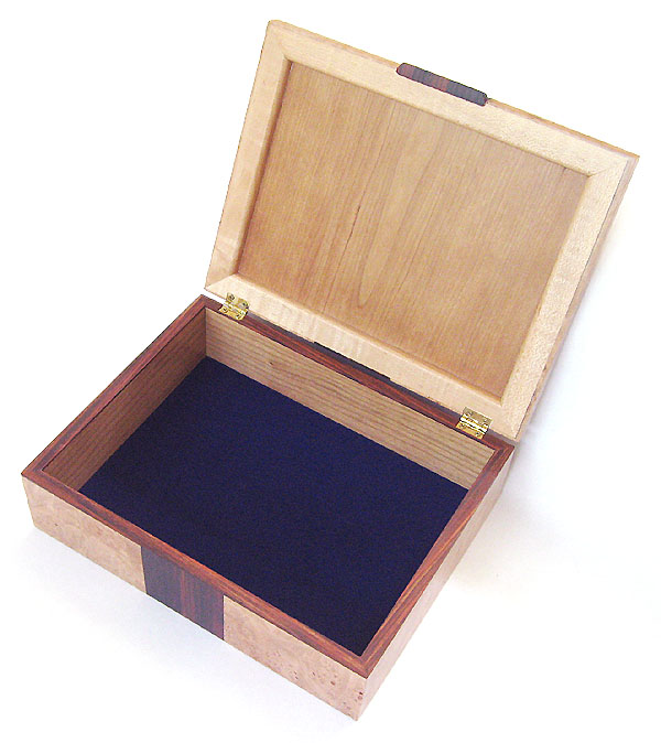Decorative wood keepsake box open view - Handmade wood box 