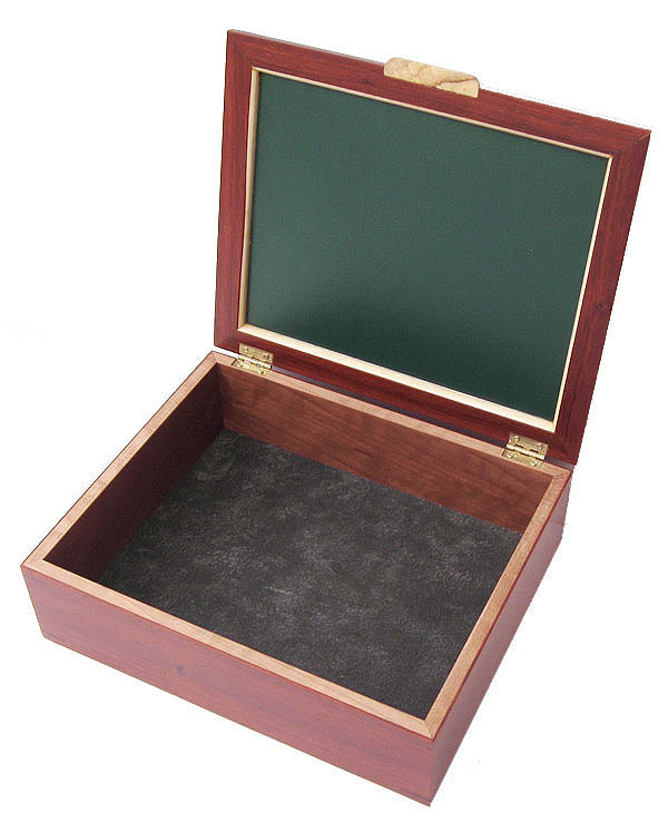 Handcrafted wood keepsake box - open view
