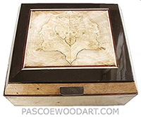 Handcrafted wood box - Decorative wood keepsake box made of maple burl with blackline spalted maple framed in African blackwood top
