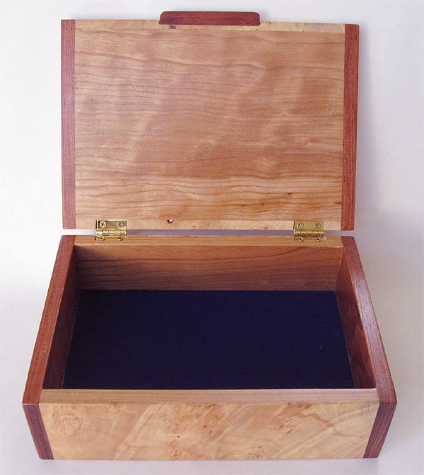 Small wood box - open view - Handmade decorative keepsake box