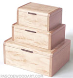Decorative wood keepsake boxes - Set of three boxes
