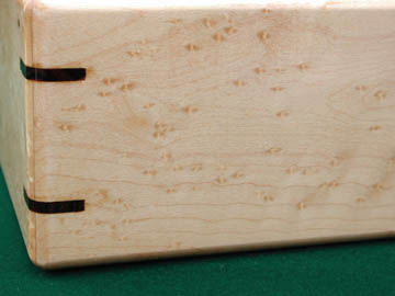 Handcrafted wood box - Medication organizer - Closeup view - Bird's eye maple