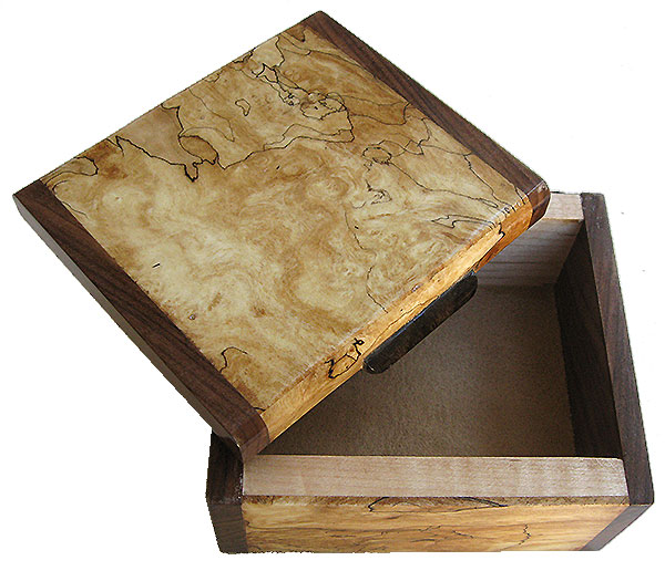 Handmade small wood box, decorative small keepsake box - open view